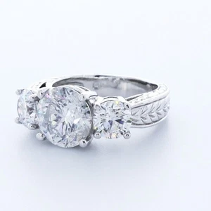 ANILLO DE COMPROMISO VINTAGE DE 4 PUNTAS ORO 14K CORTE REDONDO D/SI1 DIAMANTE NATURAL 6,09 CTW - Imagen 1 de 3