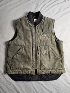 Vintage Carhartt Quilted Lined Canvas Vest Mens Size Large Green V02 MOS USA - Picture 1 of 9