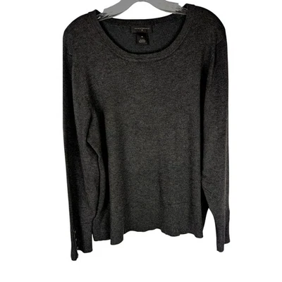 Investments Gray Sweater sz 1x closet staple Bust43"C back24" button sleeves24" - Image 1 of 4