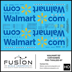 HO Scale Walmart 53' Containers Decal Set - Picture 1 of 1