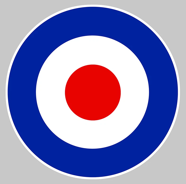 COCARDE RAF GB ROUNDEL TARGET AUTOCOLLANT STICKER DIAMETRE 5,5cm CA125