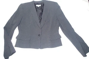 giorgio armani  BLAZER, Ladies Jacket, SIZE 10,wool blend BLACK,WHITE STRIPES TU - Picture 1 of 8