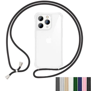 Hybrid Hülle mit Band für iPhone 16 Pro Max, Klare Handyhülle Kette zum Umhängen - Bild 1 von 57