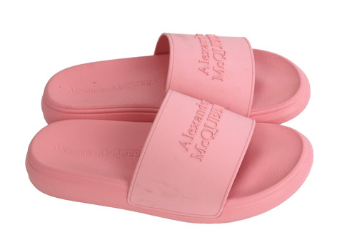 Sandali da piscina Alexander McQueen rosa pastello in gomma misura 39