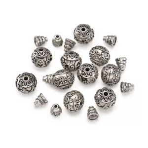 10 Sets 3-Hole Round Beads and Gourd Vintage Buddha Style Brass Beads Sets 13mm - Picture 1 of 8