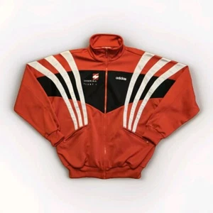 Vintage Adidas Full Zip Track Jacket Red White Black Stripes Mens M Embroidered - Picture 1 of 8