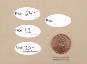672 WHITE OVAL PRICE STICKERS, TINY1/2"x1" LABELS, EASY PEEL, SELF ADHESIVE - Picture 1 of 2