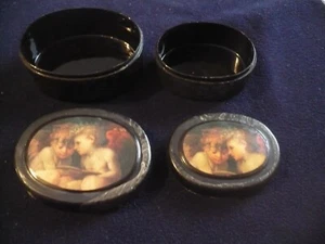 Vintage Cherubs Oval Acrylic Nesting Pill/Trinket Boxes 3.5 & 3 Inches - Picture 1 of 8