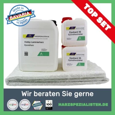 SKRESIN GFK SET: 5,25 kg Epoxidharz mit 5 m² Glasfasermatte 300g/m² zum Laminieren EPOXI