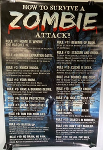 20 RULES OF HOW TO SURVIVE A ZOMBIE ATTACK POSTER PRINT NEW 22x34 - Picture 1 of 5
