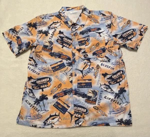 Columbia PFG Shirt Men's Large Yellow Short Sleeve Pocket Button Up Fishing - Picture 1 of 8