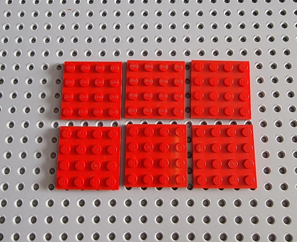 LEGO Platte Bauplatte Basisplatte flach 6 stk rot 4x4 red Plate 3031 R2 - Bild 1 von 1