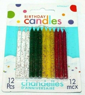Velas de cumpleaños Amscan multicolor brillo 12 piezas Foto 1 de 2