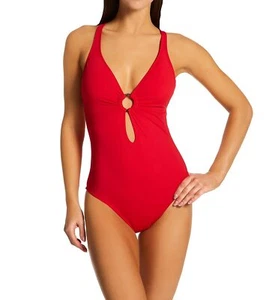 Bleu Rod Beattie Women's Ring Me Up Ring Plunge One Piece Swimsuit Ginger 12 - Picture 1 of 2