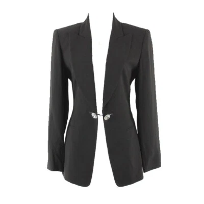 Chaqueta Ellen Tracy Talla 4 Negra Grande Doble Cierre Estrás Mezcla Acetato  Foto 1 de 4