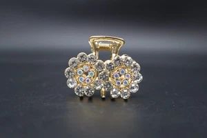 2 Pack Small mini rose gold double diamond hair claw clips with crystals Unique - Picture 1 of 2