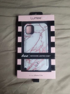 LuMee Duo Instafame Lighted Case Phone Metallic Rose Marble For iPhone 11/Xr - Picture 1 of 3