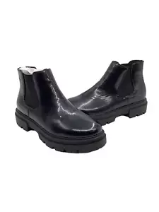 GLAMOROUS Wide Fit Black Crinkle Ankle Boots UK 7 Womens Size US 9 - Picture 1 of 7