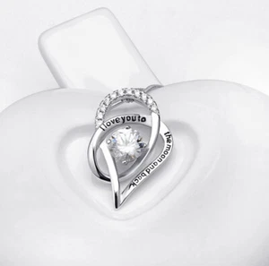 I LOVE YOU to the Moon and Back Sterling Silver Pendant Necklace Chain - Picture 1 of 5