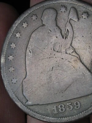 1859 S Seated Liberty Silver Dollar- San Francisco, About Good Details - Image 1 of 4