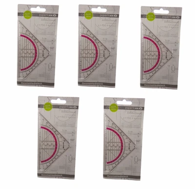 TESTRUT GMBH 5 x Paperfoxx® Geomtriedreieck Geodreieck bruchsicher 14 cm Schule Geometrie