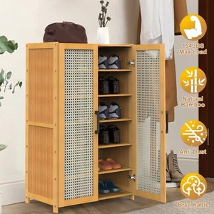 6-tier Bamboo Shoe Rack, Freestanding Shoe Cabinet - Picture 1 of 10