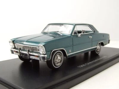 Chevrolet Nova Ss Hardtop 1966 Vert Foncé Metallic Modellauto 1:43 Neo Échelle - Photo 1/4