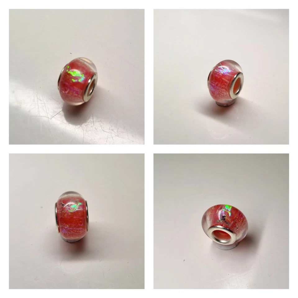 Handmade charm jewelry bead bracelet red sparkly resin acrylic polymer clay UK - Image 1 of 1