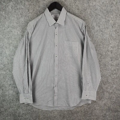 Van Heusen Shirt Mens 2XL White Black Striped Button Up Long Sleeve Collared - Image 1 of 4