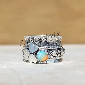 Ethiopian Opal Ring Solid 925 Sterling Silver Spinner Ring Meditation Jewelry L0 - Picture 1 of 2