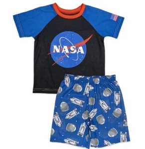 NASA Pajamas Boys 4/5 NEW  Shirt Shorts  Pjs 2 piece Set Space Shuttle Rocket - Picture 1 of 6
