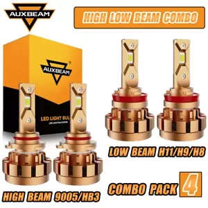 AUXBEAM 9005 H11 LED Headlight Bulbs Conversion Kit High Low Beam Bright White - Picture 1 of 12