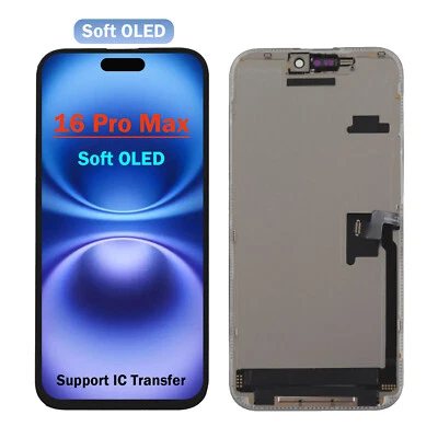Soft OLED For Apple iPhone 16 Pro Max LCD Display Digitizer Screen Replacement - Image 1 of 4