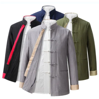 Mens Traditional Chinese Tang Suit Jacket Martial Arts Kung Fu Uniform Outfit - Image 1 of 4
