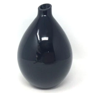 Vintage Hand Blown Art Glass Black Bud Vase 7" Tall - Picture 1 of 5
