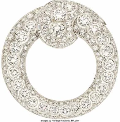 Broche circular circonita cúbica 13,58 quilates corte redondo europeo y baguette Foto 1 de 4