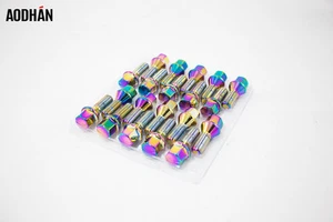 20PC 12 X 1.25 28MM CONE SEAT WHEELS RIM LUG BOLT Neo Chrome FIT JEPP FIAT - Picture 1 of 1