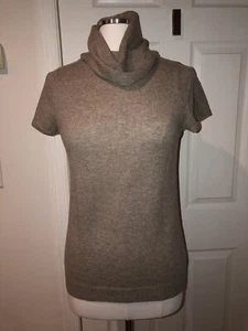 NWT Gabriella Rossi classic cashmere beige tan short sleeve turtleneck sweater L - Picture 1 of 8