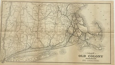Mapa antigo de 1890 The Old Colony Railroad & Connections CT e MASS - Imagem 1 de 4