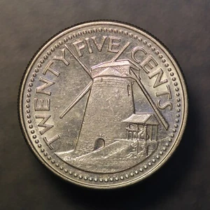 1990 BARBADOS 25 CENTS FRESH FROM ORIGINAL COLLECTION  -LOT AA1047 - Picture 1 of 2