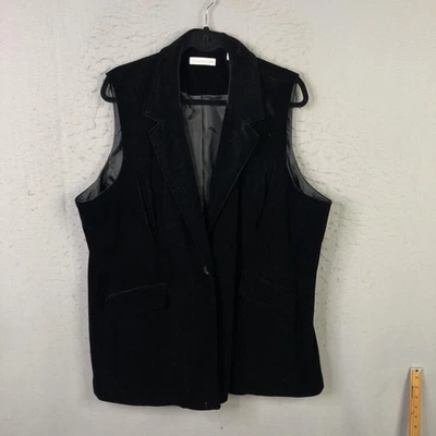 Blazer Coldwater Creek Chaleco Mujer 24 Plus Negro Terciopelo Longline Sin Mangas Foto 1 de 4