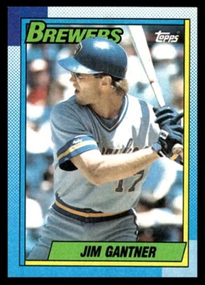 1990 Topps Jim Gantner #417 Milwaukee Brewers MLB Baseball - Image 1 of 2