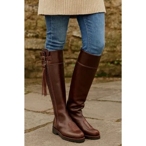 NUEVO EN CAJA Penelope Chilvers Bota Alta Larga Borla Conker Cuero Marrón EU 38 / US 7  - Imagen 1 de 16