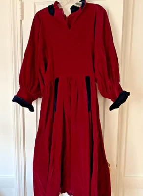 Droopy & Browns Dress Vintage UK Size 14 Burgundy & Navy Velvet Angela Holmes - Image 1 of 4