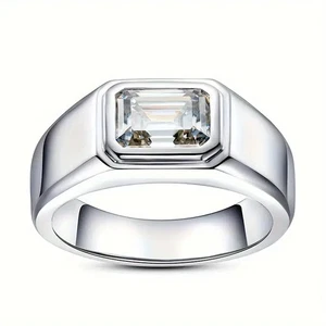 925 Silber Herrenring 2ct Moissanit Gold Elegant Verlobung Geschenk - Bild 1 von 4