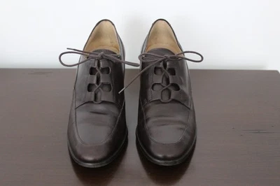 Zapatos Oxford ENZO ANGLIONI Cuero Marrón Tacón Grueso Con Cordones Talla 8 Foto 1 de 4