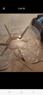 Beautiful Stylish Glass Dining Table And Chairs - Image 1 of 4