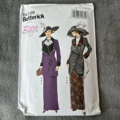 Butterick B6108 Retro Sewing Pattern Misses Jacket Bib Skirt Size 14-22 Uncut - Image 1 of 4