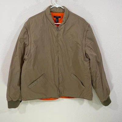 Chaqueta acolchada de plumón de ganso L de colección J Crew para hombre manga extraíble marrón naranja Y2K Foto 1 de 4