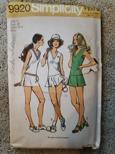 Vtg 1972 Simplicity 9920 Misses Sz 12 Tennis Dress Skirts Bloomers Pattern - Picture 1 of 2